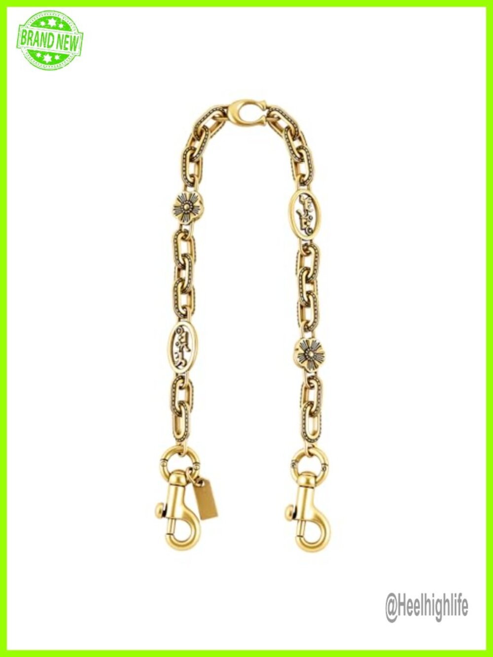 Gold Metal Bag Chain Charm & Purse Extender with Lobster Clasp